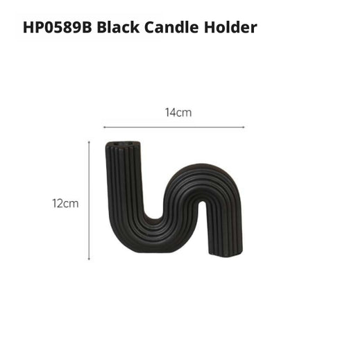 Black Ceramic Candlestick - Vermeil Decor