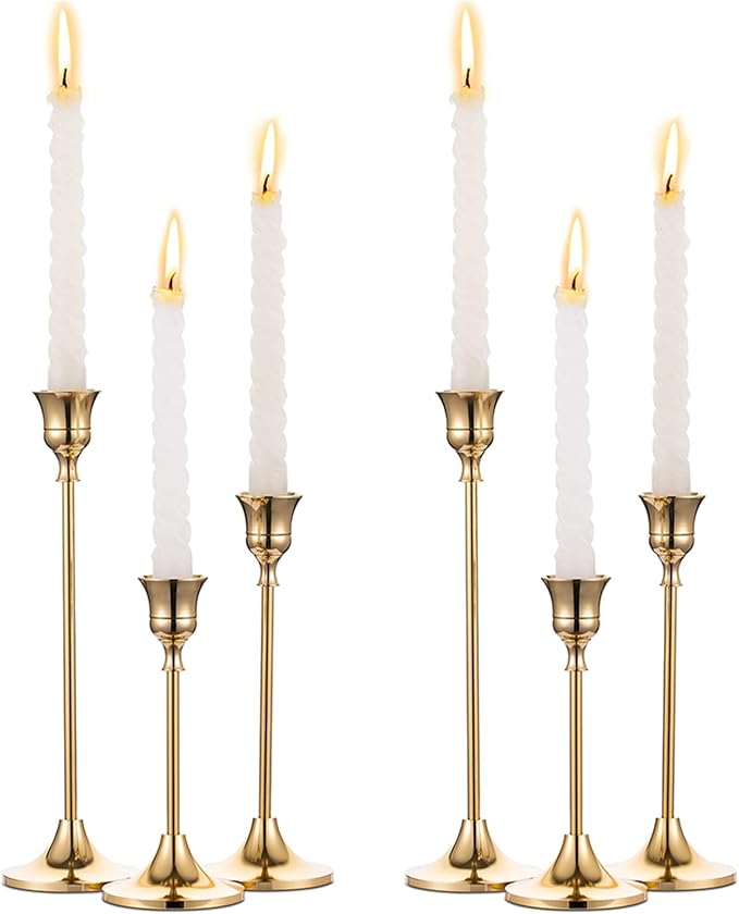 Gilded Taper Candlestick Set