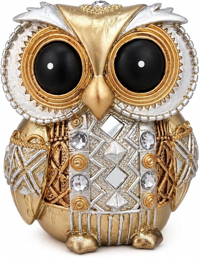 Jeweled Gold Owl Statue