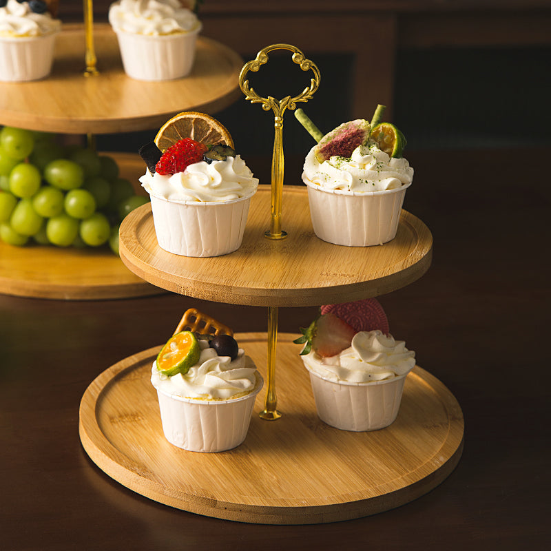 Bamboo Tiered Serving Tray - Vermeil Decor