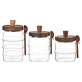 Acacia & Glass Canister Trio