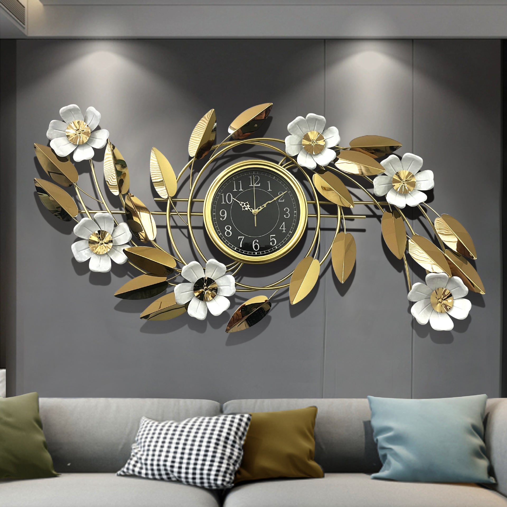 Gilded Blossom Wall Clock - Vermeil Decor
