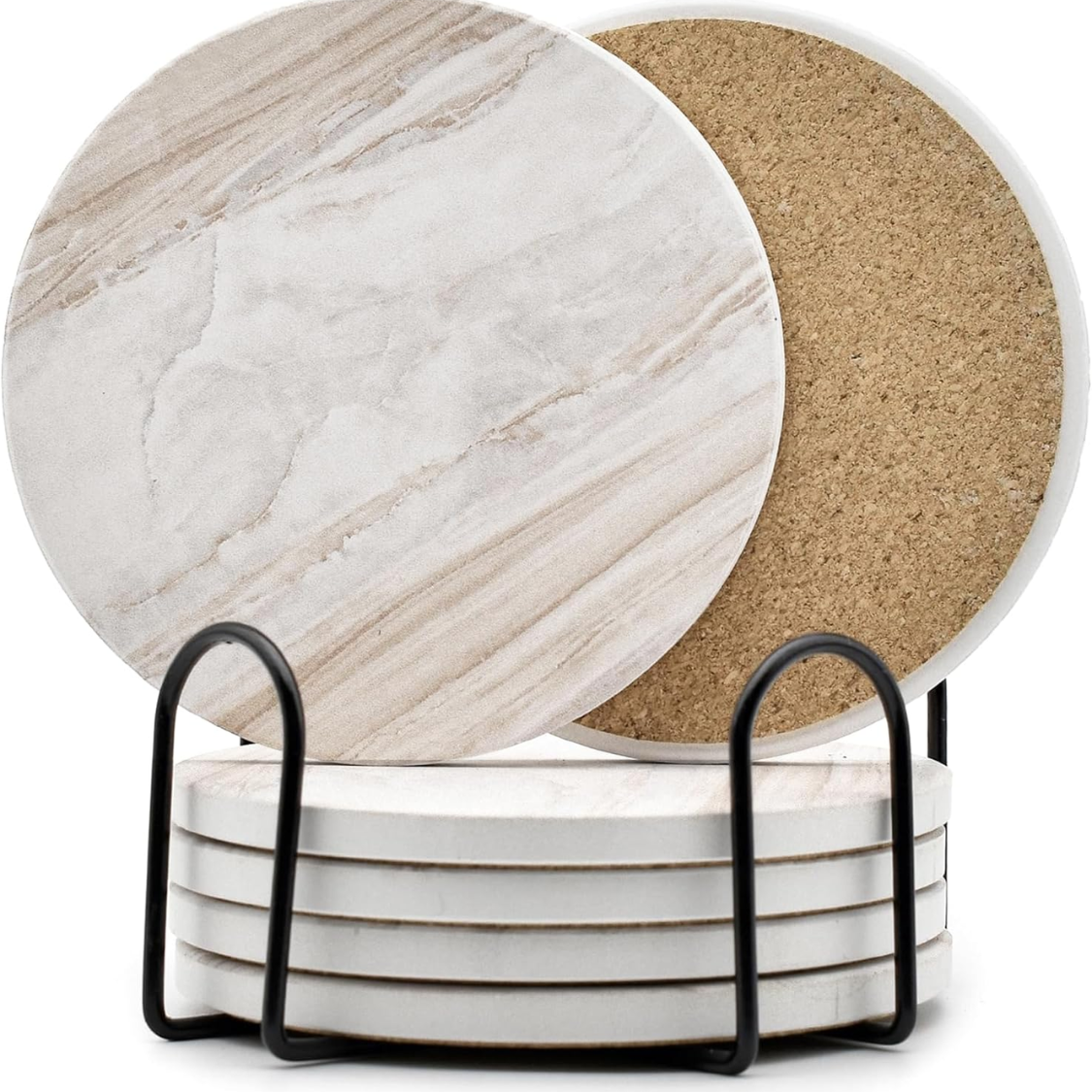 Ceramic Coasters with Holder - Vermeil Decor