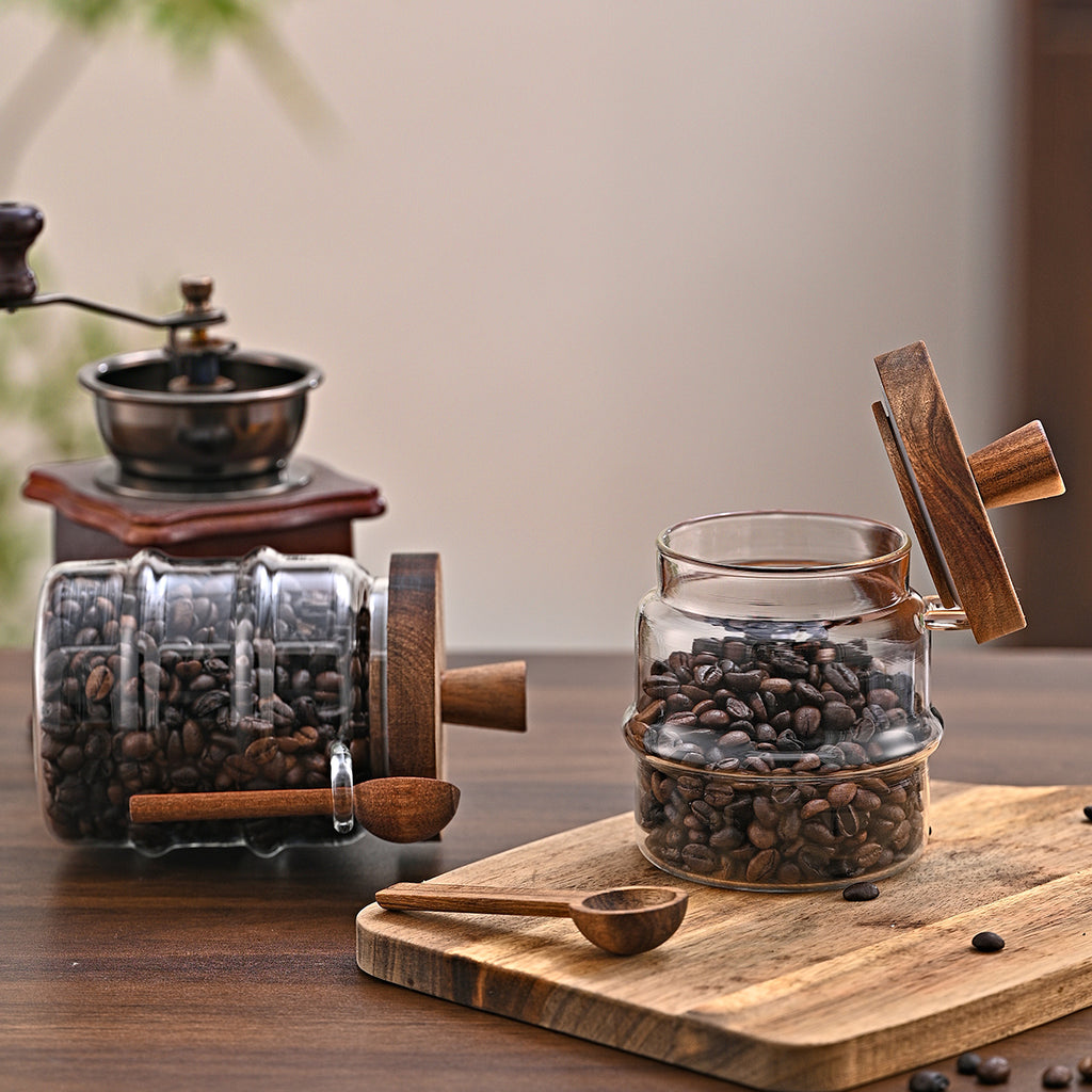Acacia & Glass Canister Trio - view 2 - Vermeil Decor