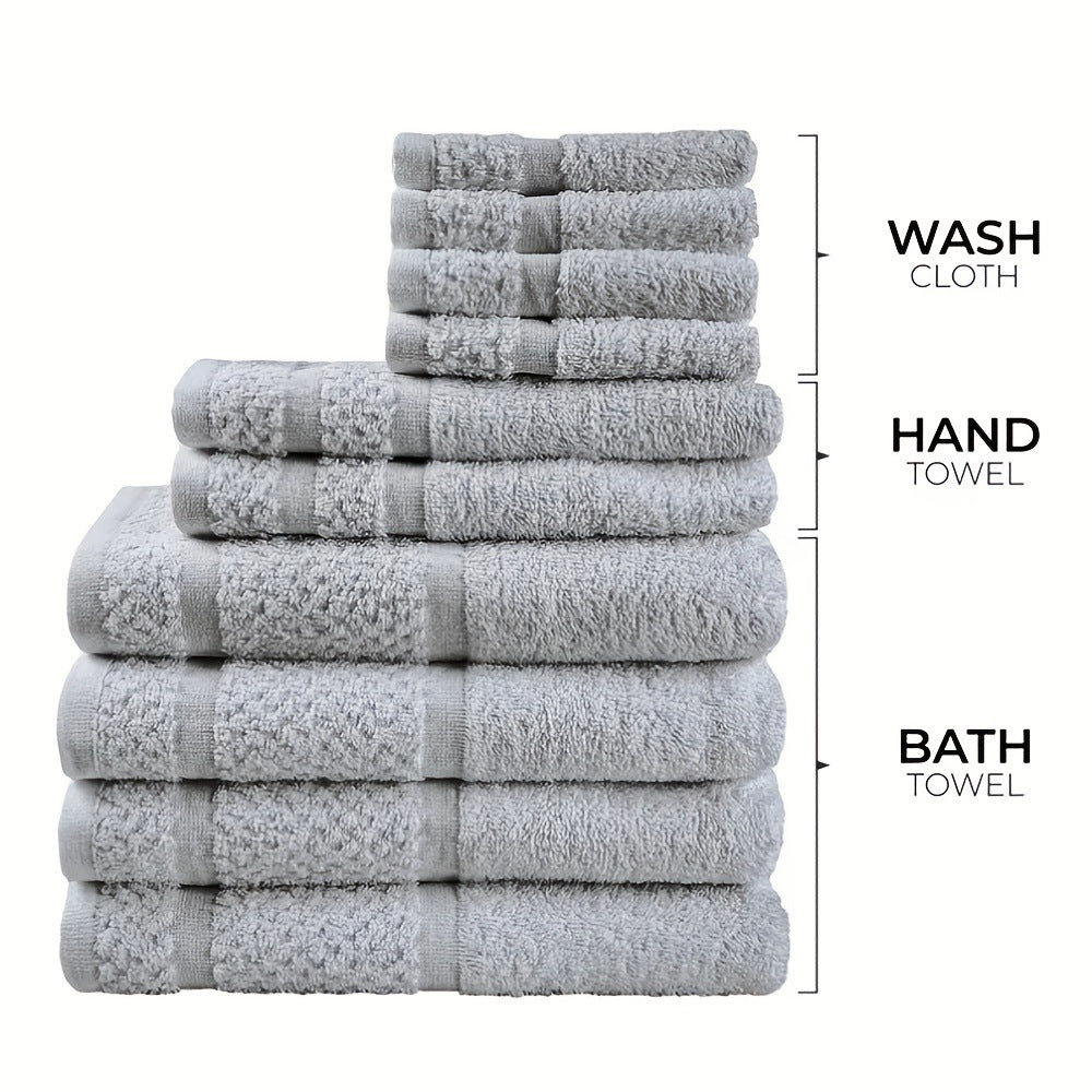 Cotton Bath Towel Set, 10 Piece - view 3 - Vermeil Decor