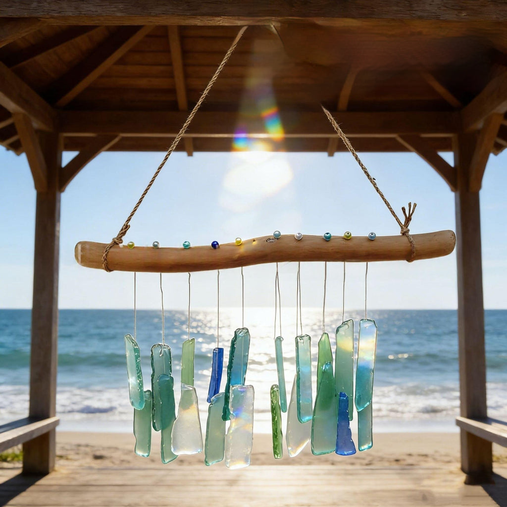 Sea Glass & Driftwood Chime - view 6 - Vermeil Decor