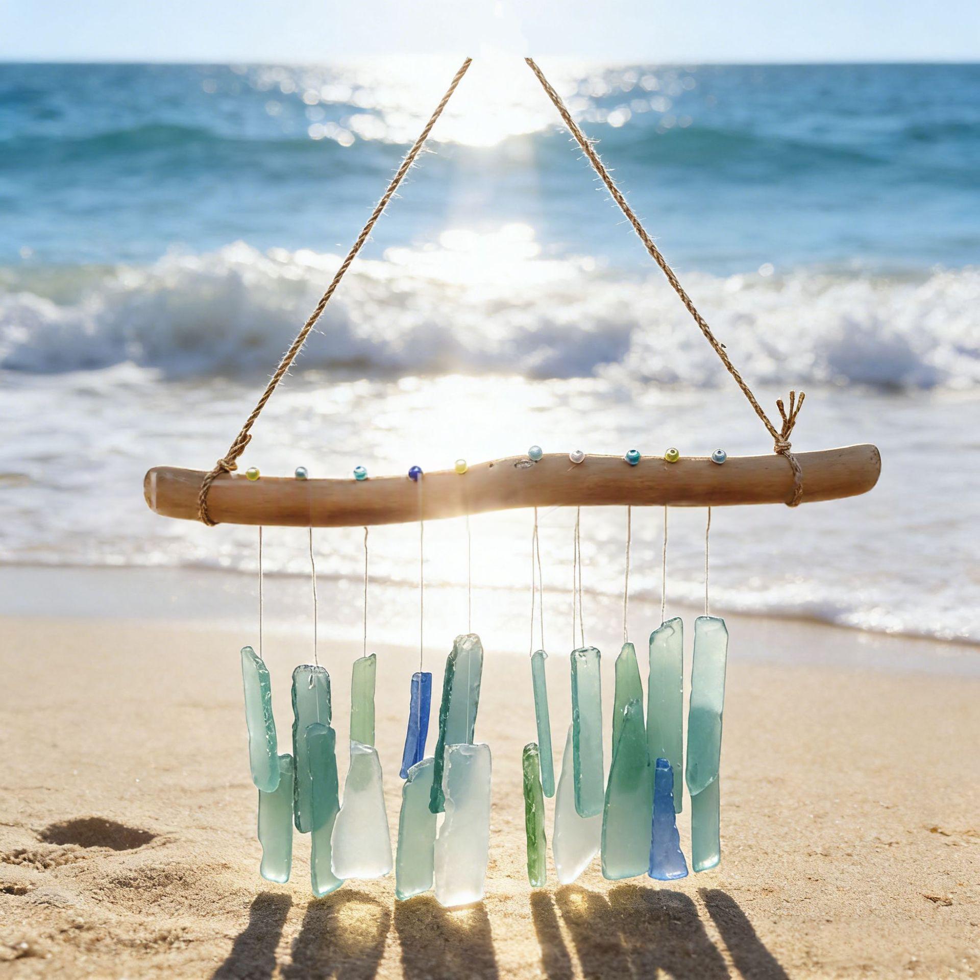 Sea Glass & Driftwood Chime - view 7 - Vermeil Decor