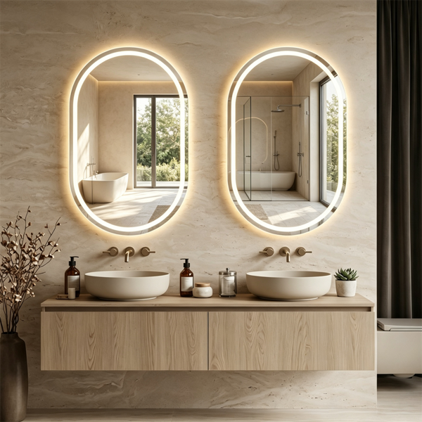Halo Oval LED Mirror - view 5 - Vermeil Decor