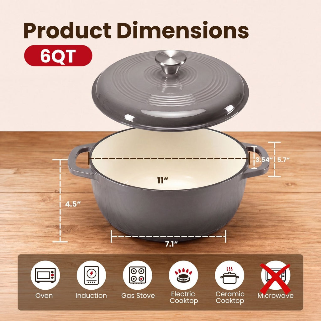 Enameled Cast Iron Dutch Oven, 6 Qt - view 3