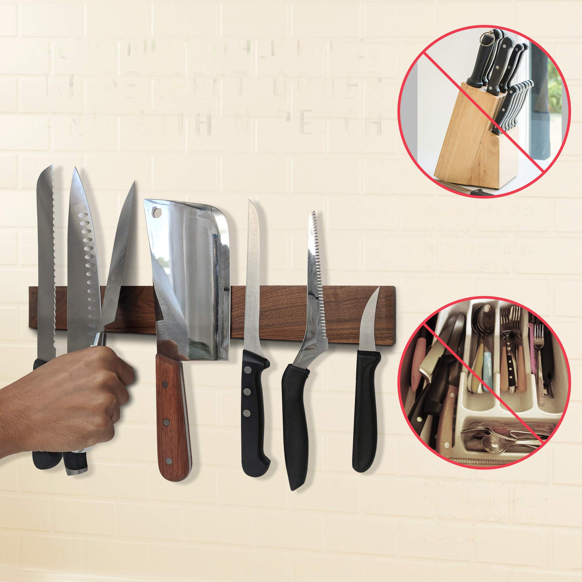 Walnut Magnetic Knife Strip - view 5